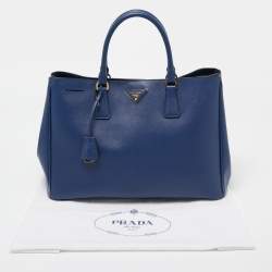 Pre Owned Prada Navy Blue Saffiano Lux Leather Large Gardener's Tote