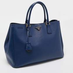 Pre Owned Prada Navy Blue Saffiano Lux Leather Large Gardener's Tote