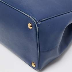 Pre Owned Prada Navy Blue Saffiano Lux Leather Large Gardener's Tote