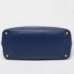 Pre Owned Prada Navy Blue Saffiano Lux Leather Large Gardener's Tote