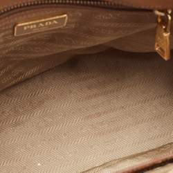 Pre Owned Prada Brown Saffiano Lux Leather Small Double Zip Tote