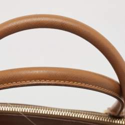 Pre Owned Prada Brown Saffiano Lux Leather Small Double Zip Tote
