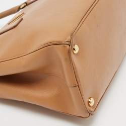 Pre Owned Prada Brown Saffiano Lux Leather Small Double Zip Tote
