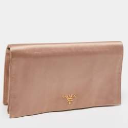 Pre Owned Prada Dusty Pink Satin Flap Clutch