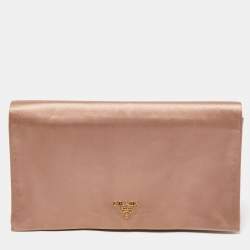 Pre Owned Prada Dusty Pink Satin Flap Clutch