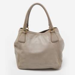 Pre Owned Prada Grey Leather Sacca 2 Manici Bag