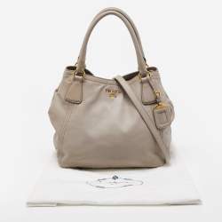 Pre Owned Prada Grey Leather Sacca 2 Manici Bag