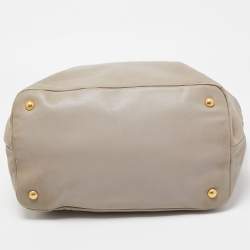 Pre Owned Prada Grey Leather Sacca 2 Manici Bag