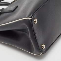 Pre Owned Prada Black/White Saffiano Lux Leather Small Galleria Tote