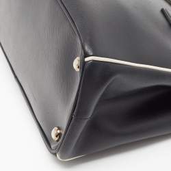 Pre Owned Prada Black/White Saffiano Lux Leather Small Galleria Tote