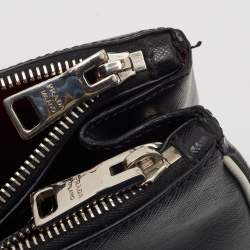 Pre Owned Prada Black/White Saffiano Lux Leather Small Galleria Tote