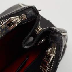 Pre Owned Prada Black/White Saffiano Lux Leather Small Galleria Tote