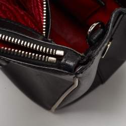 Pre Owned Prada Black/White Saffiano Lux Leather Small Galleria Tote