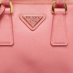 Pre Owned Prada Pink Saffiano Lux Leather Mini Promenade Satchel