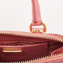 Pre Owned Prada Pink Saffiano Lux Leather Mini Promenade Satchel