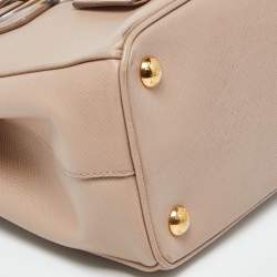 Pre Owned Prada Beige Saffiano Lux Leather Small Galleria Double Zip Tote
