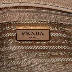 Pre Owned Prada Beige Saffiano Lux Leather Small Galleria Double Zip Tote