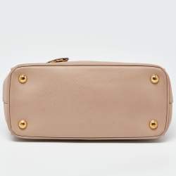 Pre Owned Prada Beige Saffiano Lux Leather Small Galleria Double Zip Tote