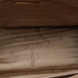 Pre Owned Prada Beige Saffiano Lux Leather Small Galleria Double Zip Tote