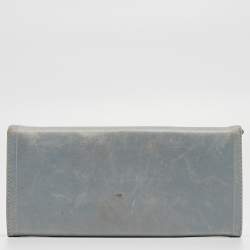 Prada Light Blue Leather Logo Flap Continental Wallet