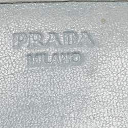 Prada Light Blue Leather Logo Flap Continental Wallet