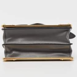 Prada Black/Grey Saffiano Leather Cahier Flap Shoulder Bag
