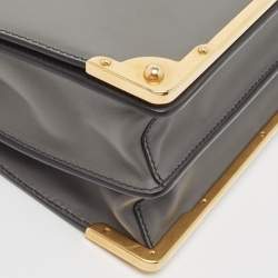 Prada Black/Grey Saffiano Leather Cahier Flap Shoulder Bag