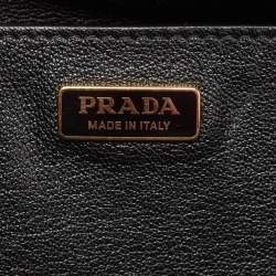 Prada Black/Grey Saffiano Leather Cahier Flap Shoulder Bag