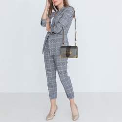 Prada Black/Grey Saffiano Leather Cahier Flap Shoulder Bag