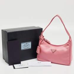 Pre Owned Prada Pink Tessuto Nylon Re-Edition 2000 Baguette Bag