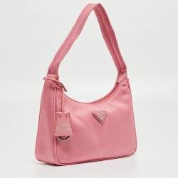 Pre Owned Prada Pink Tessuto Nylon Re-Edition 2000 Baguette Bag