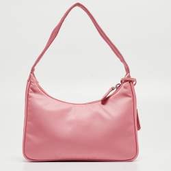 Pre Owned Prada Pink Tessuto Nylon Re-Edition 2000 Baguette Bag
