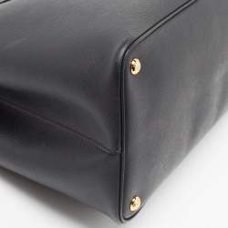 Pre Owned Prada Black Saffiano Cuir Leather Large Double Handle Tote