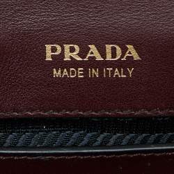 Pre Owned Prada Burgundy/Black Leather Cahier Convertible Belt Bag