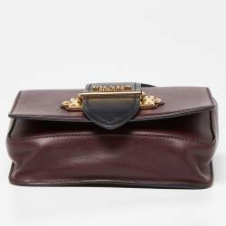Pre Owned Prada Burgundy/Black Leather Cahier Convertible Belt Bag