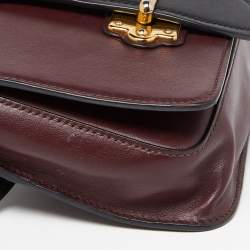 Pre Owned Prada Burgundy/Black Leather Cahier Convertible Belt Bag