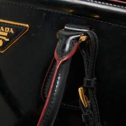 Pre Owned Prada Black Patent Leather Large Double Zip Tote