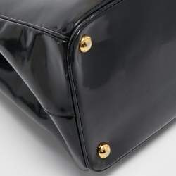 Pre Owned Prada Black Patent Leather Large Double Zip Tote