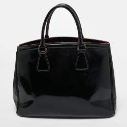 Pre Owned Prada Black Patent Leather Large Double Zip Tote