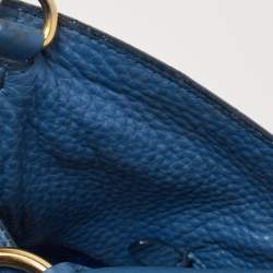 Pre Owned Prada Blue Vitello Daino Leather Tote