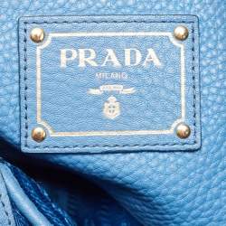 Pre Owned Prada Blue Vitello Daino Leather Tote