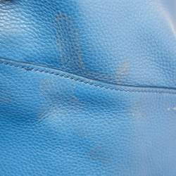 Pre Owned Prada Blue Vitello Daino Leather Tote