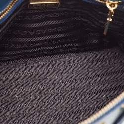 Pre Owned Prada Blue Saffiano Patent Leather Small Promenade Satchel