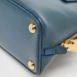 Pre Owned Prada Blue Saffiano Patent Leather Small Promenade Satchel