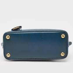 Pre Owned Prada Blue Saffiano Patent Leather Small Promenade Satchel