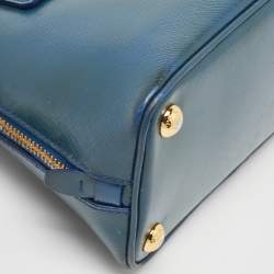 Pre Owned Prada Blue Saffiano Patent Leather Small Promenade Satchel