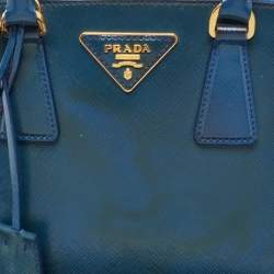 Pre Owned Prada Blue Saffiano Patent Leather Small Promenade Satchel