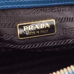Pre Owned Prada Blue Saffiano Patent Leather Small Promenade Satchel