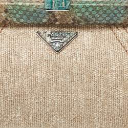 Prada Multicolor Python and Fabric Lino Twist Frame Bag
