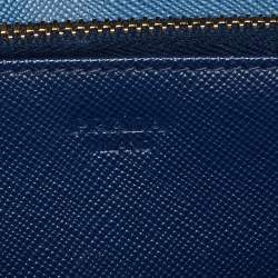 Prada Two Tone Blue Saffiano Leather Flap Crossbody Bag